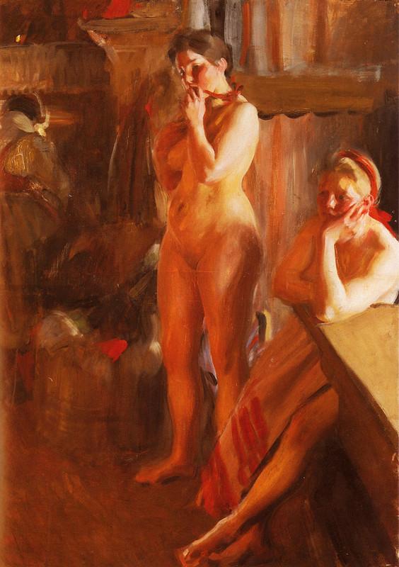Anders Zorn Eldsken oil painting image